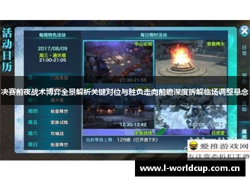 决赛前夜战术博弈全景解析关键对位与胜负走向前瞻深度拆解临场调整悬念